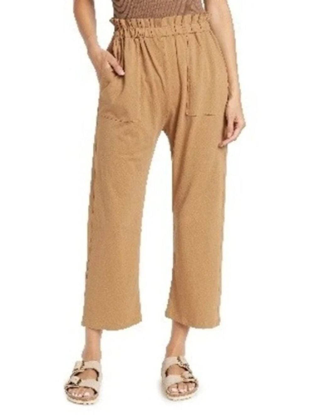 NSF Paperbag Waist Cotton Pants size Small Orange/Brown